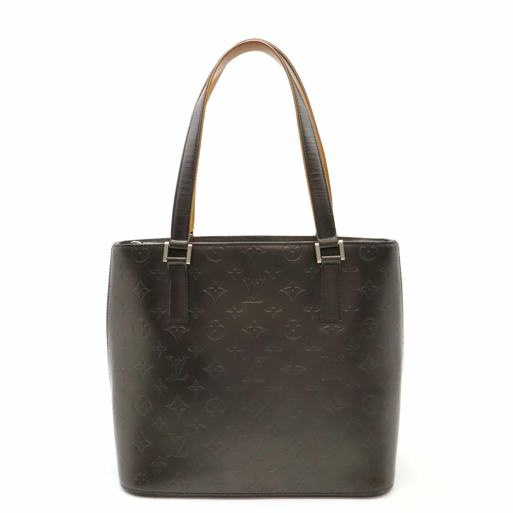 LOUIS VUITTON Monogram Matte Stockton Tote Bag Shoulder Leather Noir Black